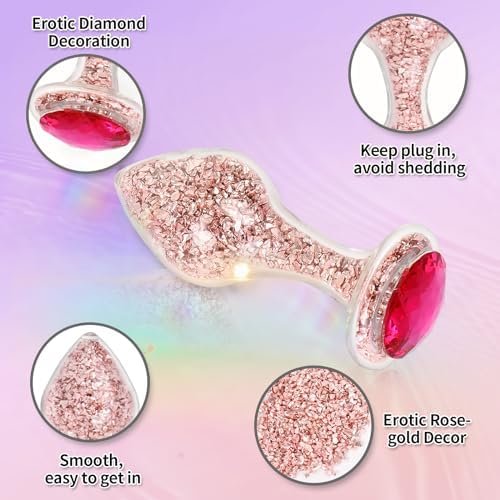 Crystal Glass Anal Plug Luxury Jewelry Butt Plug Fetish Anal Butt Stimulation Unisex Sex Toy (Rose-Gold M) - Image 2