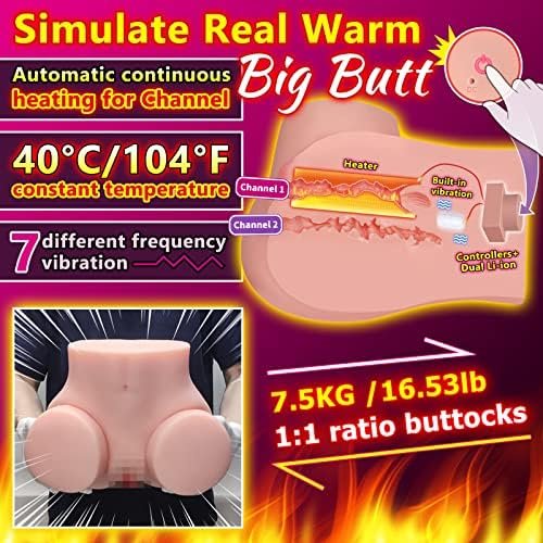 Automatic Male Masturbator Lifelike Sex Doll 2 Holes Realistic Design Pussy Ass Automatic Continuous Heating 7 Vibration Modes For Men Masturbation Adult Sex Toys Soft Sex Pleasure Warm Butt 5.3Lb - Image 2
