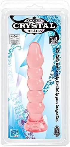 Doc Johnson Crystal Jellies - Ribbed Dildo/Anal Plug - For Beginners - Pink - Image 2