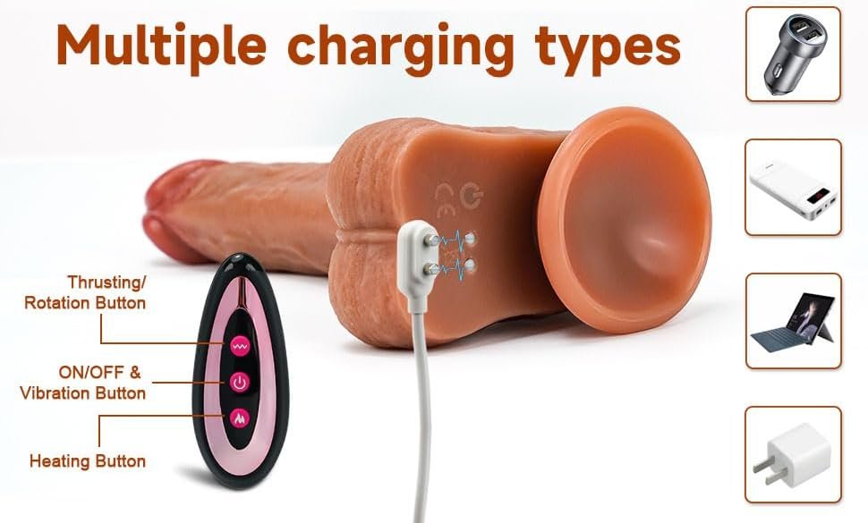 Female Thrust Dildo Sex Toys, Ygojke Fully Automatic 5-In-1 Wireless Remote Control Simulated Heated Dildo Clitoral Stimulator With 9 Vibration Modes And 3 Thrust Power Suction Cups. (Approx. 21.5 Cm - Image 3