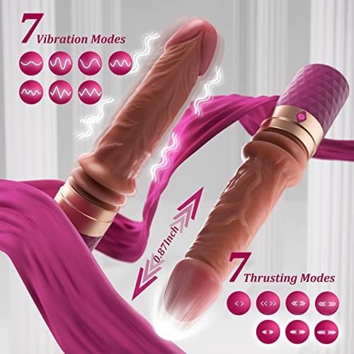 Thrusting Dildo Vibrator Sex Toy - Realistic Vibrating Dildo Women Sex Toys G Spot Dildo Heating Vibrators With 7 Thrusting & 7 Vibrating, Anal Dildo Sex Machine Adult Sex Toy For Womens Couples Red - Image 3