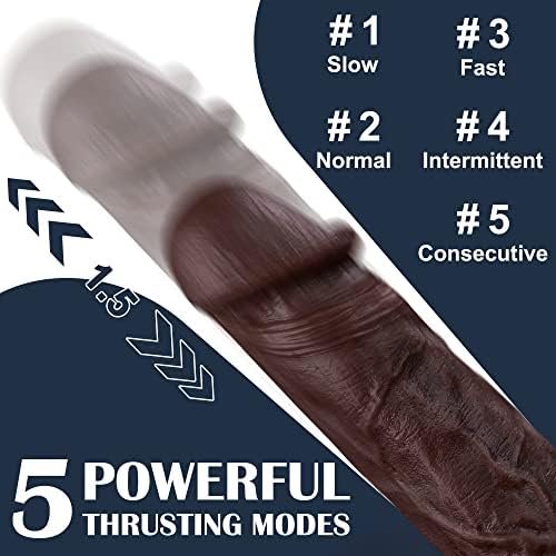 Thrusting Dildo Vibrator, Dildos For Women With 5 Thrusting Modes 9 Inch Vibrating Dildo Sex Toys For Women Anal Dildo With Strong Suction Cup Black - Image 2