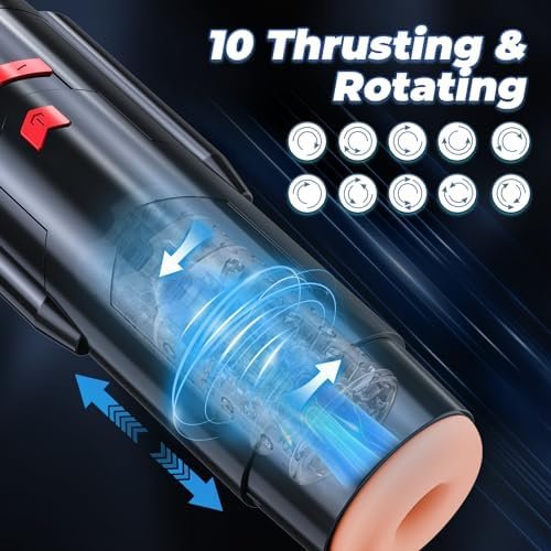 Sex Toy Male Masturbators Cup: Automatic Adult Toys With Rotating & Thrusting Hand Free Pocket Pussy Stroker With Realistic Silicone Sleeve - Erotic Penis Games For Man Electric Men Blowjob Machine - Image 2