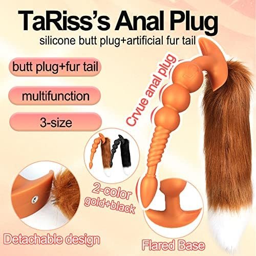 Tariss'S Silicone Anal Beads Plug With Fox Tail Butt Plush Plug Sex Toys For Women G-Spot Stimulator Cosplay Advanced Player Adult Toy Black S - Image 2