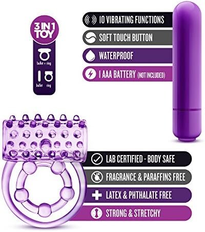 Blush The Player - Soft Stretchy Vibrating C - Ring With Loop For Balls - Ipx7 Waterproof Vibrator For Play In The Shower - Sexual Enhancer For Couples - Purple - Image 2