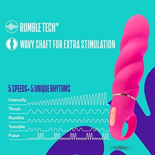 Blush Aria Amazing Af Silicone Vibrator - Rumbletech Powerful Rumbly 10 Vibration Settings - Wavy Shaft For Extra Stimulation - Ipx7 Waterproof - Finger Loop For Accessibility - Sex Toy - Image 3