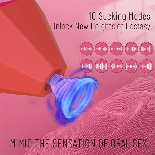 Adult Sex Toys Vibrator For Women - 10 Modes Female G Spot Clitoral Nipper Anal Sucking Stimulator - Couple Sex Toy Sucker - Waterproof Silicone - Rose Red - Image 3