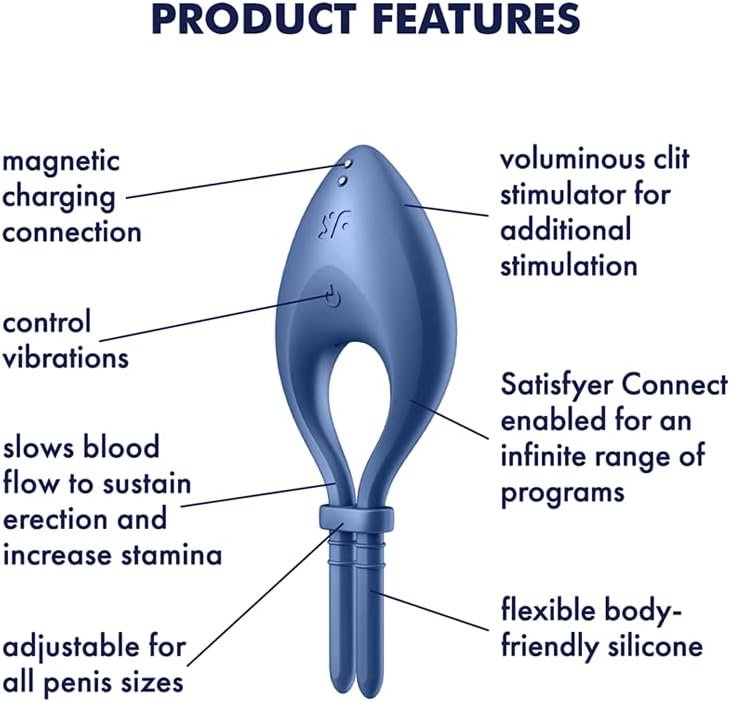 Satisfyer Bullseye | Cock Ring | Connect App | Ring Vibrator | Waterproof (Ipx7) | Rechargeable Battery | Skin-Friendly Silicone (Dark Blue) - Image 3