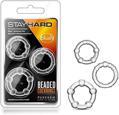 Blush Genuine Stay Hard - Super Elastic Erection Enhancing Beaded C Rings Set - One Size Fits All - Sex Toy For Men - Clear