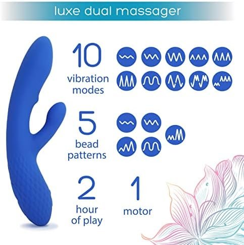 Plusone Luxe Dual Rabbit Vibrator For Women With Stroking Massage Bead - Made Of Body-Safe Silicone, Fully Waterproof, Usb Rechargeable - Dual Vibrating Massager With 10 Vibration Settings - Image 3