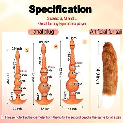 Tariss'S Silicone Anal Beads Plug With Fox Tail Butt Plush Plug Sex Toys For Women G-Spot Stimulator Cosplay Advanced Player Adult Toy Black S - Image 3
