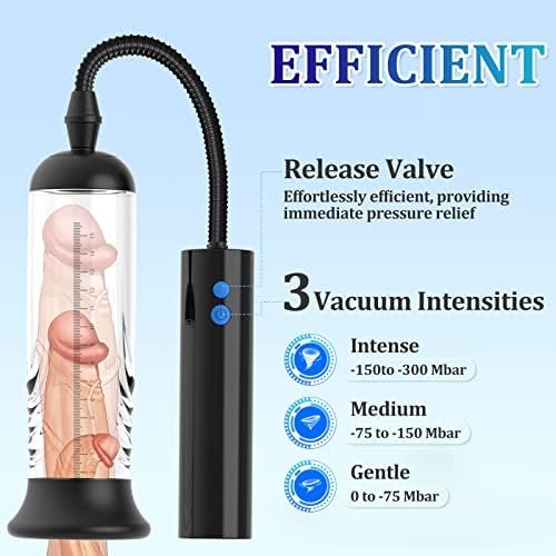 Automatic Penis Enlargement Pump For Men Erection With 3 Intensities, Male Adult Sex Toys Vacuum Sensuality Pump Penis Enlargers & Enhancer Device With A Vagina Pussy Stroker For Men Masturbation - Image 3