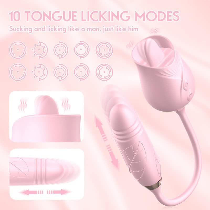 Sex Toys For Women – Upgraded Rose Sex Stimulator For Women With 10 Sucking Thrusting Dildo G Spot Vibrator Clitoral Stimulator, Rose Sex Sucker Adult Sex Toys Games For Woman Couples Pleasure - Image 3
