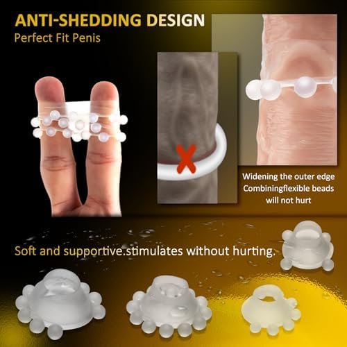 Penis Enlarger Ring Set, Jannsk With 4 Different 3D G Spot Bead Cock Ring Ultra Soft Stretchy Penis Adult Sex Toys For Men Couple - Image 3