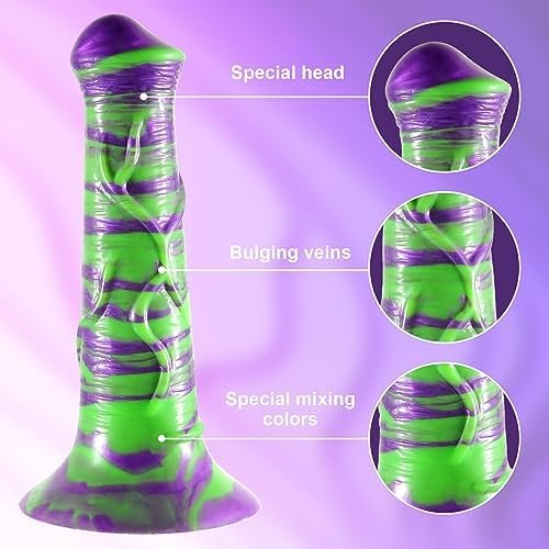 Horse Dildo,7.8In Small Dildo With Strong Suction Cup For Sex Machine,Purple Dildo Silicone Adult Sex Toys For Women Men And Couples - Image 3