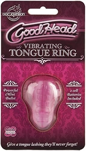 Doc Johnson Goodhead - Vibrating Tongue Ring - One-Size-Fits-All Slip-On Disposable Vibrating Tounge Ring - Pink - Image 2