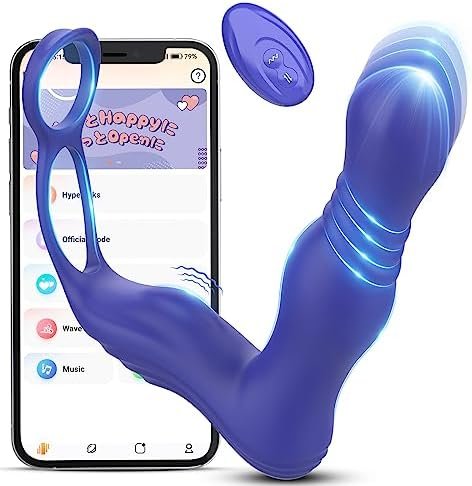 Anal Sex Toys Prostate Massager Vibrator With App & Remote Control, 3 Thrusting Speeds And 10 Vibration Modes For Male, Silicone Butt Plug Dildo Adult Toy & Games For Men, Women And Couples