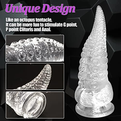 2 Pcs Tentacle Realistic Dildo For Women Octopus Huge Anal Dildo Of Premium Liquid Silicone Clear Huge Monster Liquid Silicone Anal Plug Prostate Massager For Hands-Free Play Adult Sex Toys For Women - Image 2