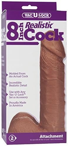 Doc Johnson Vac-U-Lock - The Realistic Cock - 8 Inch - F-Machine And Harness Compatible Dildo - Caramel - Image 3