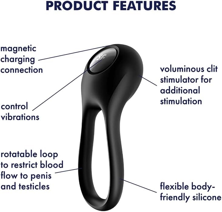 Satisfyer Majestic Duo Cock Ring - Vibrating Penis And Testicle Ring For Longer, Harder, Stronger Erections, Erection Enhancing Penis Ring Plus Vibration - Waterproof, Rechargeable Black - Image 2