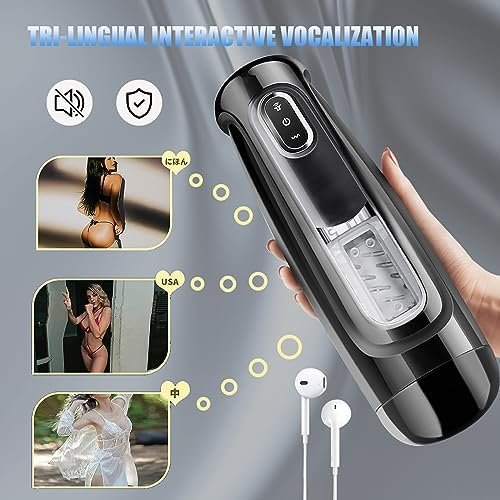 Male-Masturbators Pocket-Pussy Male-Toys Adult-Toys Pocket-Puzzy-Silicone - 2023 Upgraded Trilingual Sexual Moans Male Vibrator With 10 Thrusting&Rotating Modes Blowjob Penis Male Stroker For Men Gift - Image 3