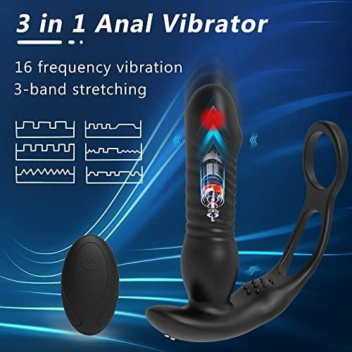Levett Thrusting Anal Sex Toys Prostate Massager Dildo Dual Cock Rings Butt Plug With 3 Thrusting & 12 Vibrating Modes P Sport Massager Adult Sex Toys Male Anal Vibrator For Men Women And Couples - Image 2