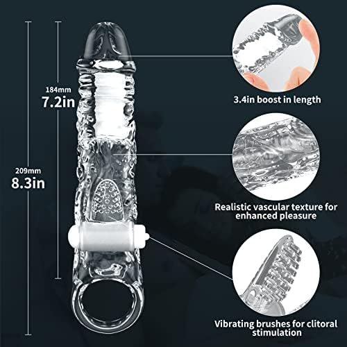 Live4Cool Penis Extender Sleeve Cock Sleeve With Vibrators, Penis Enlarger Reusable Double Vibrating Penis Sleeve Cock Ring With 10 Vibration Modes Remote Control Adult Couple Sex Toys For Men - Image 2