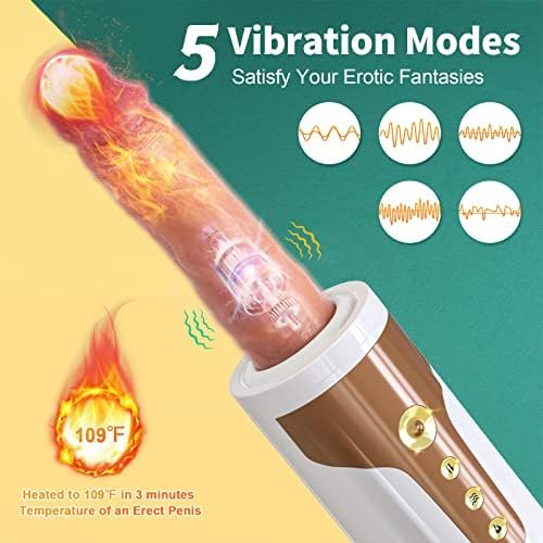 Automatic Thrusting Dildo G-Spot Vibrator For Women Pleasure,Realistic Dildo With 5 Vibration & 5 Thrusting Modes,Heating Sex Machine With Remote Control For Clitoral Stimulator ,Portable - Image 3