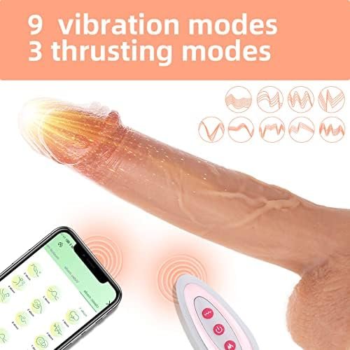 App Control Thrusting Vibrator Dildo 8.7" Realistic Heating Vibrating Dildo Thruster Throat Trainer Silicone Suction Cup Dildo Sex Toy For Men Anal Play 3 Thrusts & 9 Vibrations - Image 2
