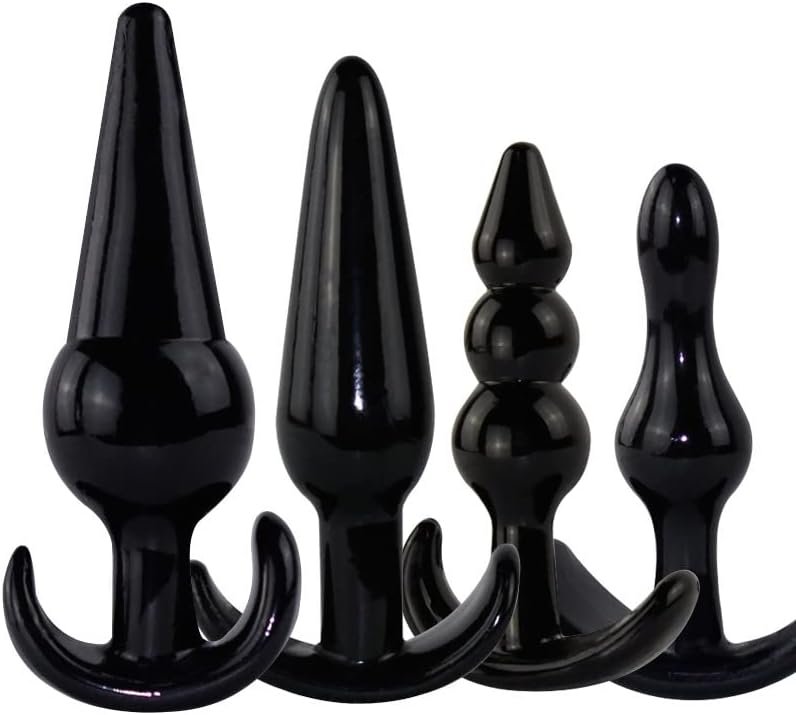 Silicone Anal Plugs, 4-Pack Butt Plug Training Set For Beginners Advanced Users With Horn Base Prostate Sex Toy. - Image 3