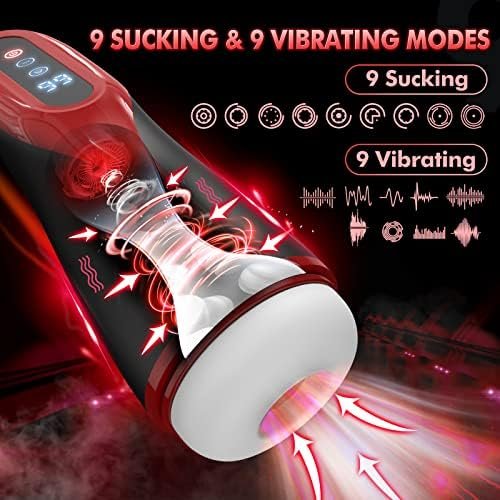 Automatic Male Masturbators - Sucking Male Masturbator With 9 Suction & Vibration & Heating Adult Male Sex Toys For Men (Black) - Image 2