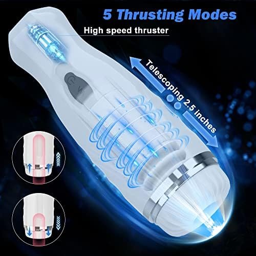 Automatic Male Masturbator With One-Click Burst, 5 Thrusting & Vibration Modes Acvioo Pocket Pussy Strokers Realistic Ultra-Soft Textured Sleeves For Blowjob Adult Sex Toys For Men(White) - Image 3