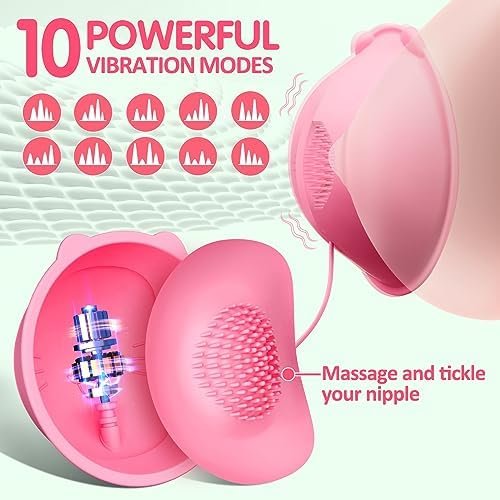 Nipple Toy Vibrator, Vibrating Nipple Clamps Sucking Stimulator Massager With 10 Powerful Vibration,Rechargeable Adult Sex Toys For Women Couples Pleasure Pink - Image 2