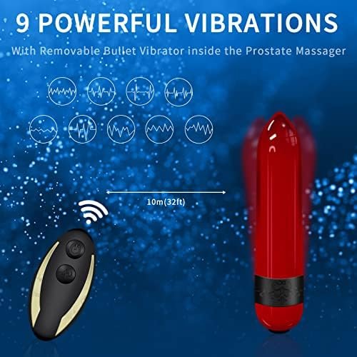 Vibrating Prostate Massager Anal Vibrator With Penis Cock Ring Silicone Sex Toy, 3 In 1 Waterproof 9 Vibaration Modes Powerful Anal Plug Stimulator With Remote Control And Removable Bullet Vibrator - Image 3