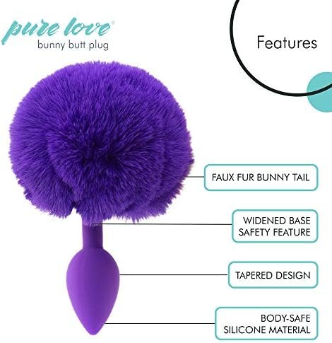 Pure Love Fluffy Bunny Tail, Silicone Anal Butt Plug, Black Color, Adult Sex Toy, 45G - Image 2