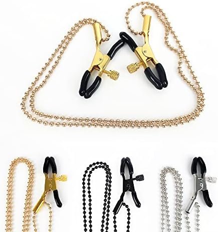 Nipple Clamps With Chain Adjustable Nipple Clips With Pearl Chain For Women Body Chain (Nipple Clamps In Gold) - Image 2