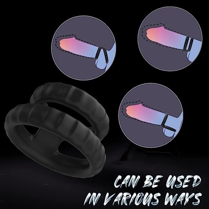 Roll Over Image To Zoom In Silicone Penis Ring For Men, Ultra Soft Stretchy Cock Ring, Sex Toy For Men,4 Different Sizes Cock Rings For Erection Enhancing (Blue) - Image 2