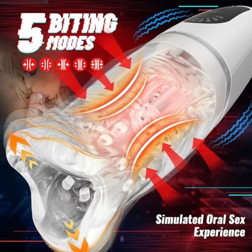 Triple Motor Automatic Male Masturbator Cup Oral Male Sex Toy, 5 Biting & 8 Vibrating Penis Stroker, Blowjob Glans Vibrator With Realistic Throat Structure Adult Sex Toys Pocket Pussy For Men Pleasure - Image 2