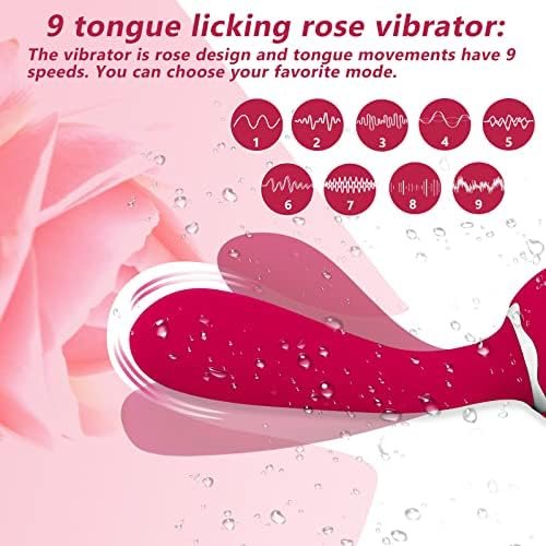 Adult Sex Toys Women Sex Vibrator-Rose Sex Stimulator For Women,Rose Tongue Licking Vibrator Vaginal G Spot Dildo Vibratorwith 9 Licker Patterns & 9 Strong Vibration, Waterproof, Usb Charging, Perfect - Image 3