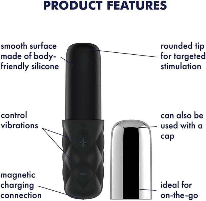 Satisfyer Sparkling Darling Bullet Vibrator - Travel-Size Clitoral Stimulator, Personal Massager With Cap - Portable, Soft Silicone, Waterproof, Rechargeable (Chrome) - Image 3