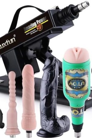 Auxfun Sex Love Machine Adult Toy, 3Xlr Connector Automatic Machines For Male And Female Masturbation, Automatic And Adjustable Vaginal Anal Massage Pumping Guns With 7 Attachments
