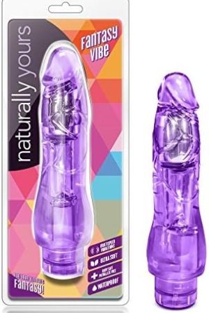 Blush Fantasy Vibe - 8.5 Inch Long Vibrating Dildo - Soft Realistic 2" Wide Flexible Shaft - Body Safe Lifelike Feel Vibrator - Ipx7 Waterproof - Sex Toy For Women Men Couples - Clear Purple