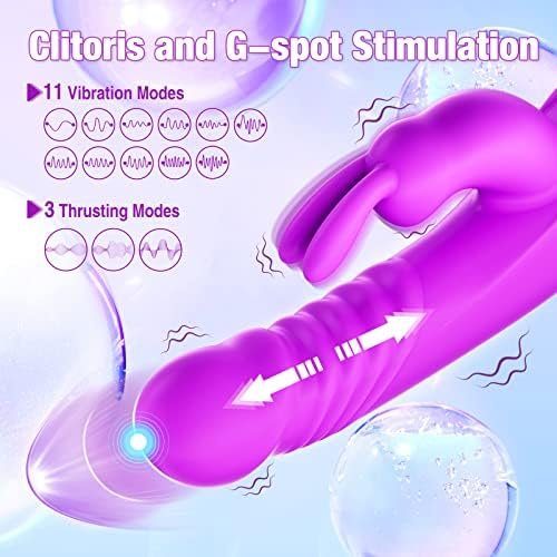 Thrusting Rabbit Rotating Clitoral Vibrator, Pulsing G Spot Dildo For Women With 3 Powerful Thrusting Speeds 11 Vibration Modes, Vagina Nipples Stimulator, Adult Sex Toys - Image 3