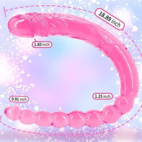 Double Ended Dildo 18.89 Inch Dong Anal Beads With Veins And Glans For Anal Vagina Stimulation Double Side Penis Cock Massager Sex Toy For Lesbian Men Women Flesh Tjijp - Image 2
