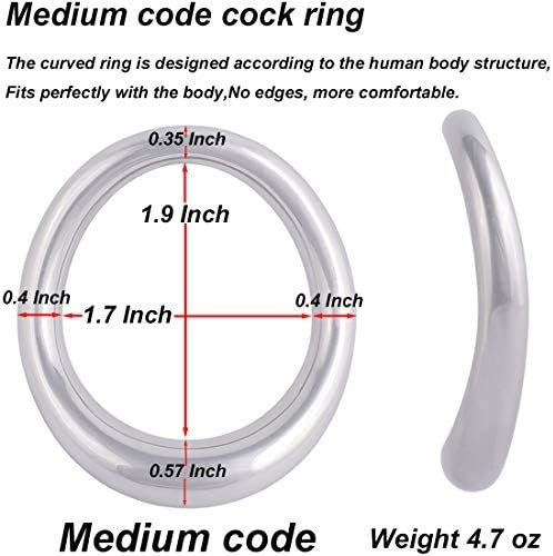 Cock Ring Metal Penis Ring Is Sleek And Comfortable Cock Rings For Men Made Of Medical Grade Stainless Steel Penis Rings There Are 4 Different Sizes Arc Ring Without Edges (Silver White 02, 1.7 In) - Image 2