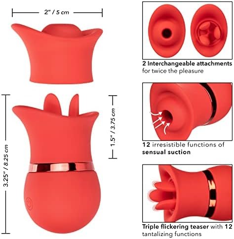 Calexotics French Kiss Suck And Play Interchangeable Set - Premium Rechargeable Travel Size Suction Vibrator - Luxury Adult Sex Toy For Women- Red - Image 2