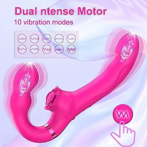 Cosydeka Strapless Strap-On G-Spot Dildo Vibrator Adult Sex Toys For Women Lesbian With 10 Vibration Modes & 5 Flapping Modes Remote Control Ubs Magnetic Charging Adult Sex Toys(Purple) - Image 2