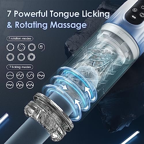 Automatic Male Masturbator - Penis Pump Adult Toys Male Sex Toys For Men Pocket Pussy Adult Sex Toy Male Stroker With 4 Pump & 7 Rotating & 7 Licking & 7 Sucking Male Masturbators - Image 3