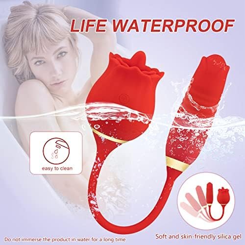 Rose Sex Stimulator For Women, Rose Toy With 10 Thrusting & Vibration Modes, Rose Toy Vibrator For Women With Thrusting Dildo, Sex Toys With Clitoral Tongue, Gift Of Roses - Image 2