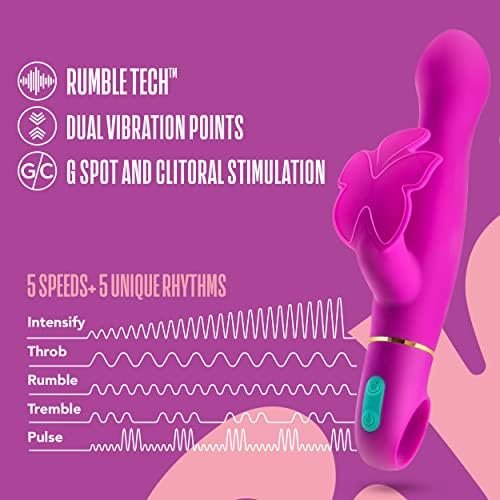 Blush Aria Naughty Af Silicone Rabbit Vibrator - Rumbletech Powerful Rumbly 10 Vibration Settings - G Spot And Clitoral Stimulation - Ipx7 Waterproof - Finger Loop For Accessibility - Sex Toy - Image 3